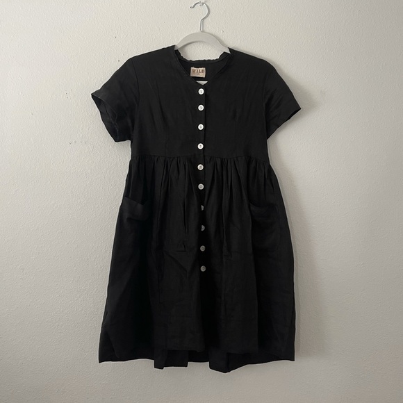 Linen button mini dress - Picture 3 of 7